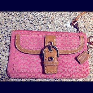 Coach Mini C leather trim wristlet